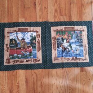 Fishing Theme Cotton Fabric Pillows Panels